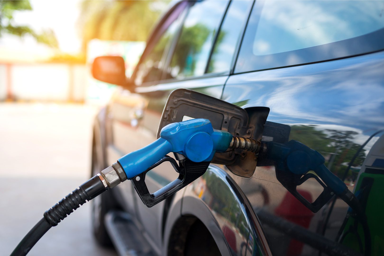 Fuel oil gasoline dispenser at petrol filling station